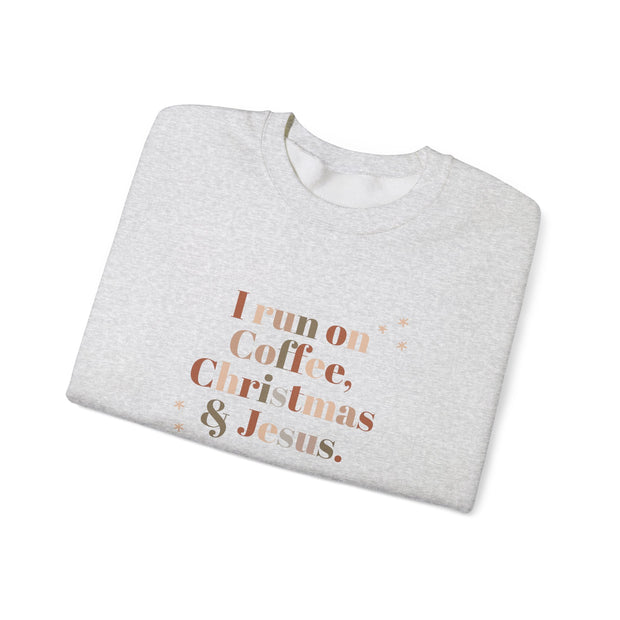 Christmas & Jesus, Christmas Sweater, Faith, Christian, Coffee, Unisex Crewneck Sweatshirt