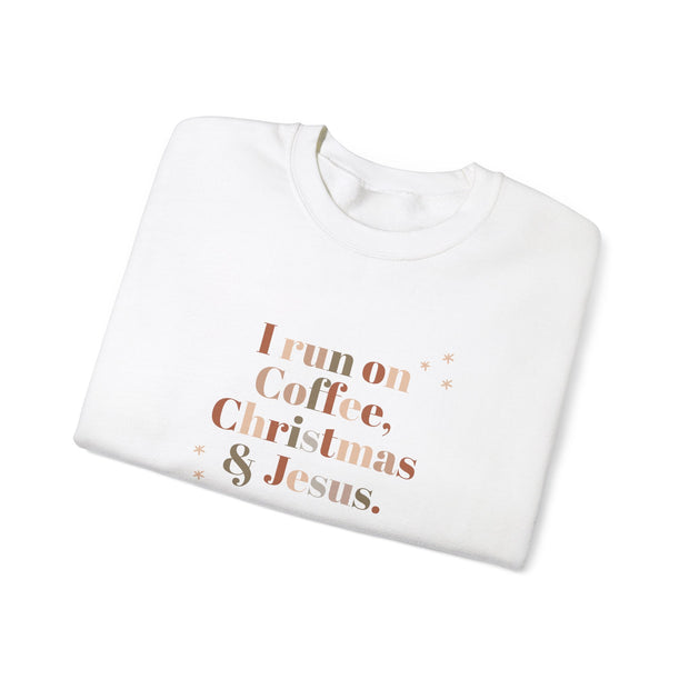 Christmas & Jesus, Christmas Sweater, Faith, Christian, Coffee, Unisex Crewneck Sweatshirt