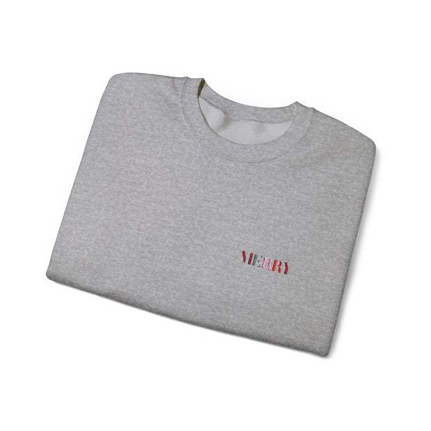 Merry, Christmas, Seasonal, Embroidered Unisex Crewneck Sweatshirt