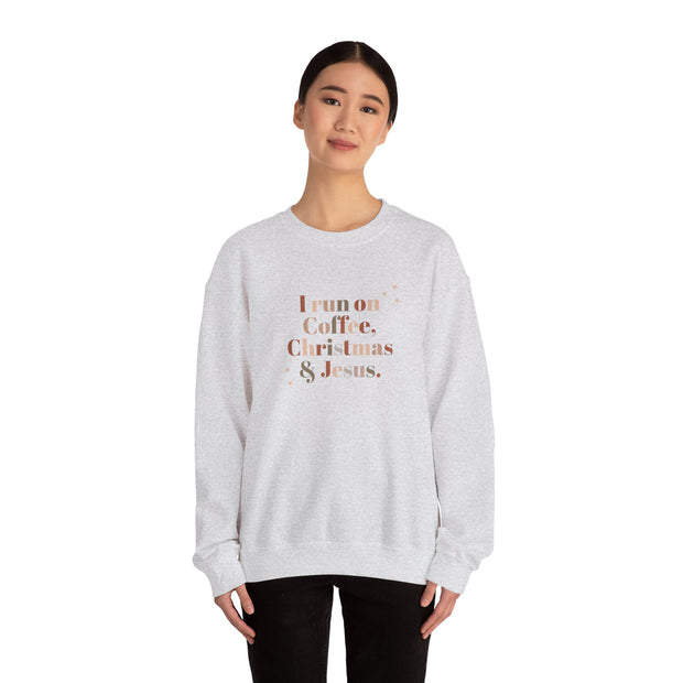 Christmas & Jesus, Christmas Sweater, Faith, Christian, Coffee, Unisex Crewneck Sweatshirt